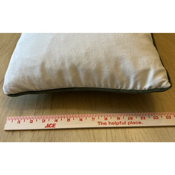 Elements By Erin Gates Velvet pillow Green & White Striped Throw Rare Vintage - Picture 5 of 8